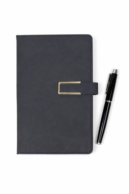 A5 notebook with attached pen. Smooth premium cover, professional design, perfect for corporate gifts, Father’s Day or Mother’s Day.