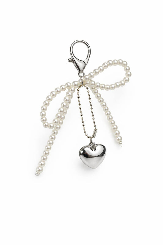 Pearl Heart Keychain – Cute Pearl Bow Bag Charm
