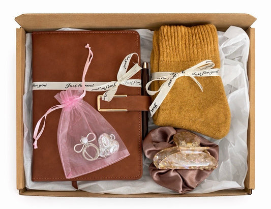 Cute Gift Box for Women – Cozy Self Care Set with Notebook, Socks &amp; Hair Accessories by Lederea US