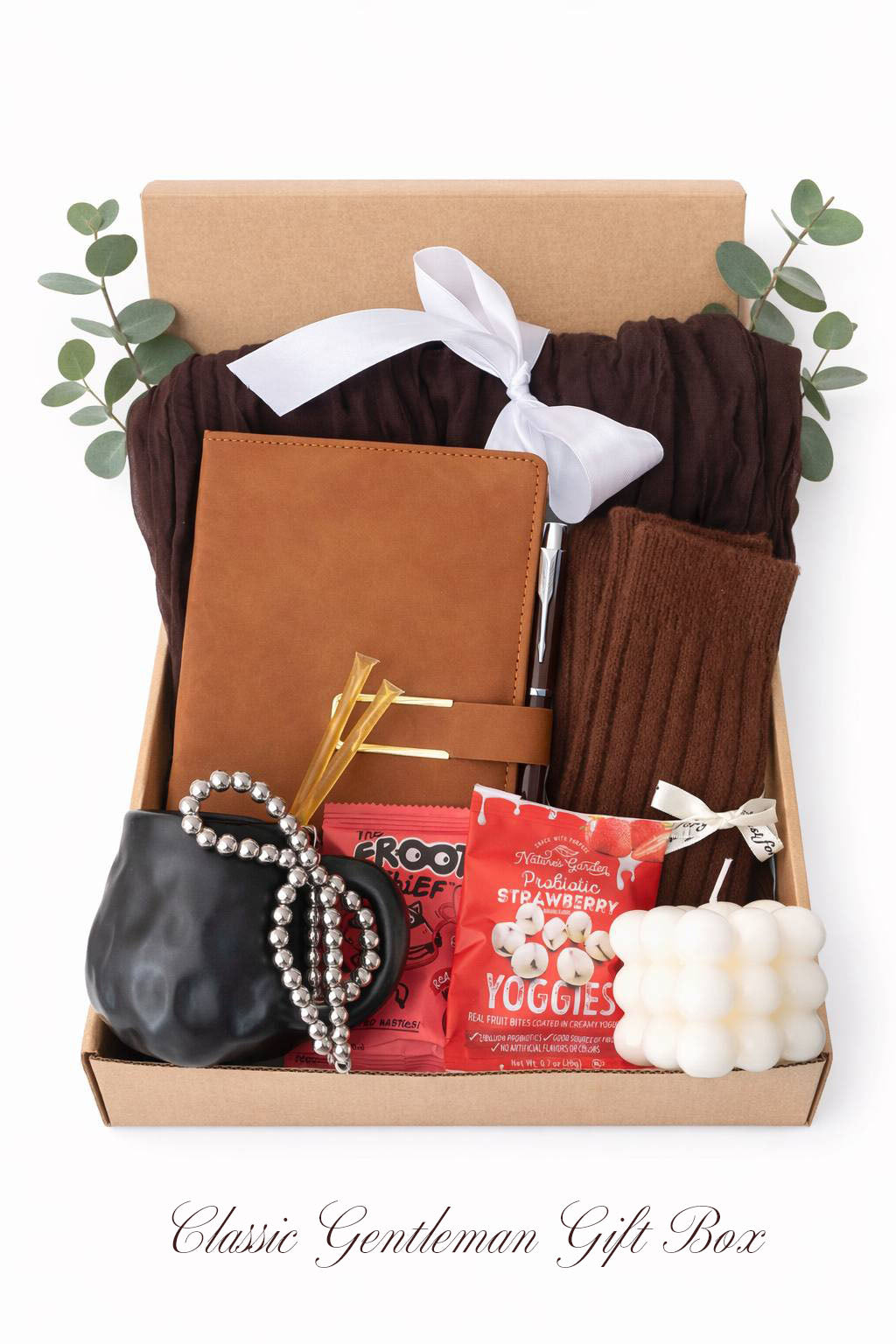 Gift box containing men's accessories and snacks by Lederea US