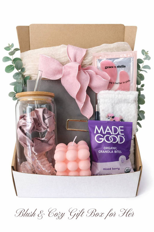 Gift box with items including a jar, candles, treats by Lederea US